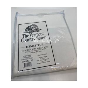 NIP The Vermont Country Store Hemstitch Handkerchief Valance Set 100% Cotton